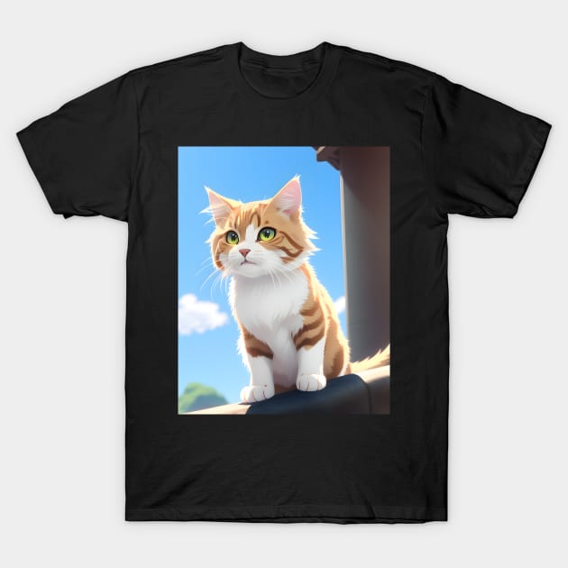 Adorable Cat Illustration- Modern Digital Art T-Shirt by Ai-michiart